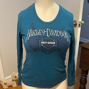 Harley-Davidson Women's Blue Graphic Long Sleeve Tee